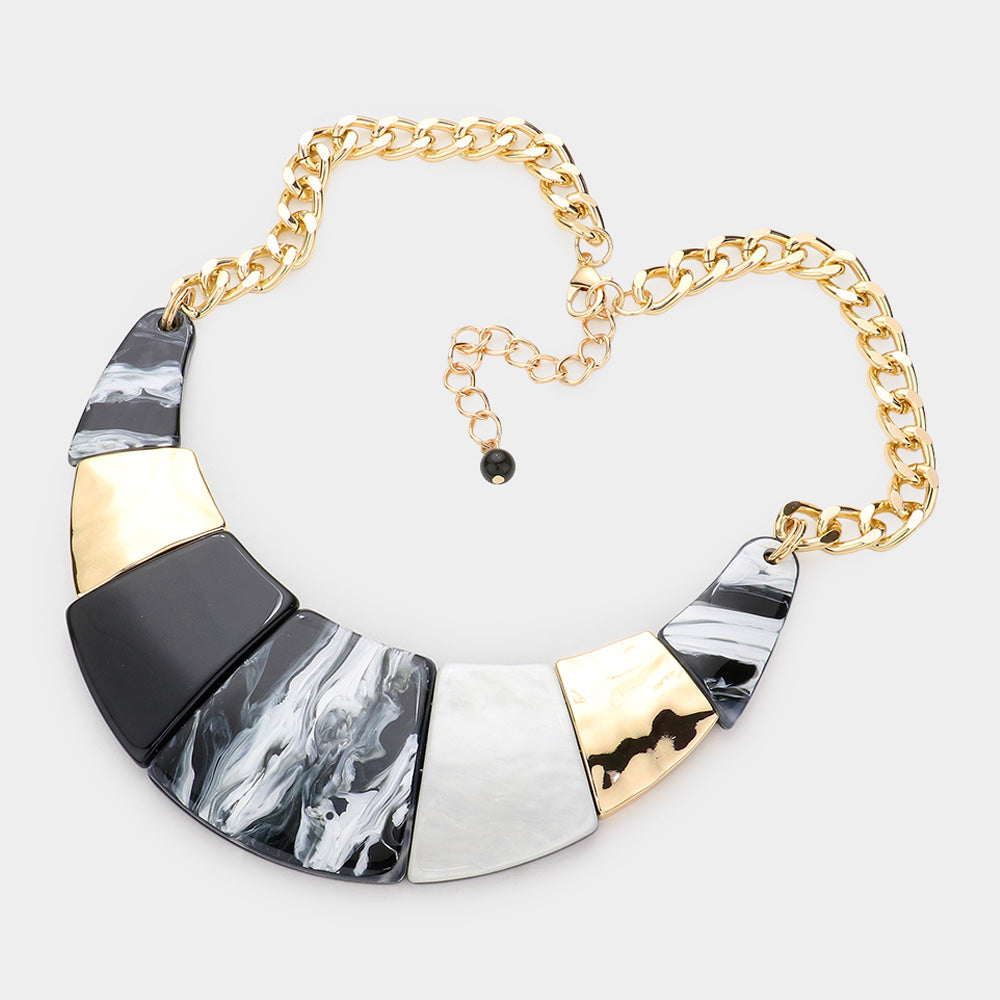 MARBLE RESIN BIB NECKLACE SET