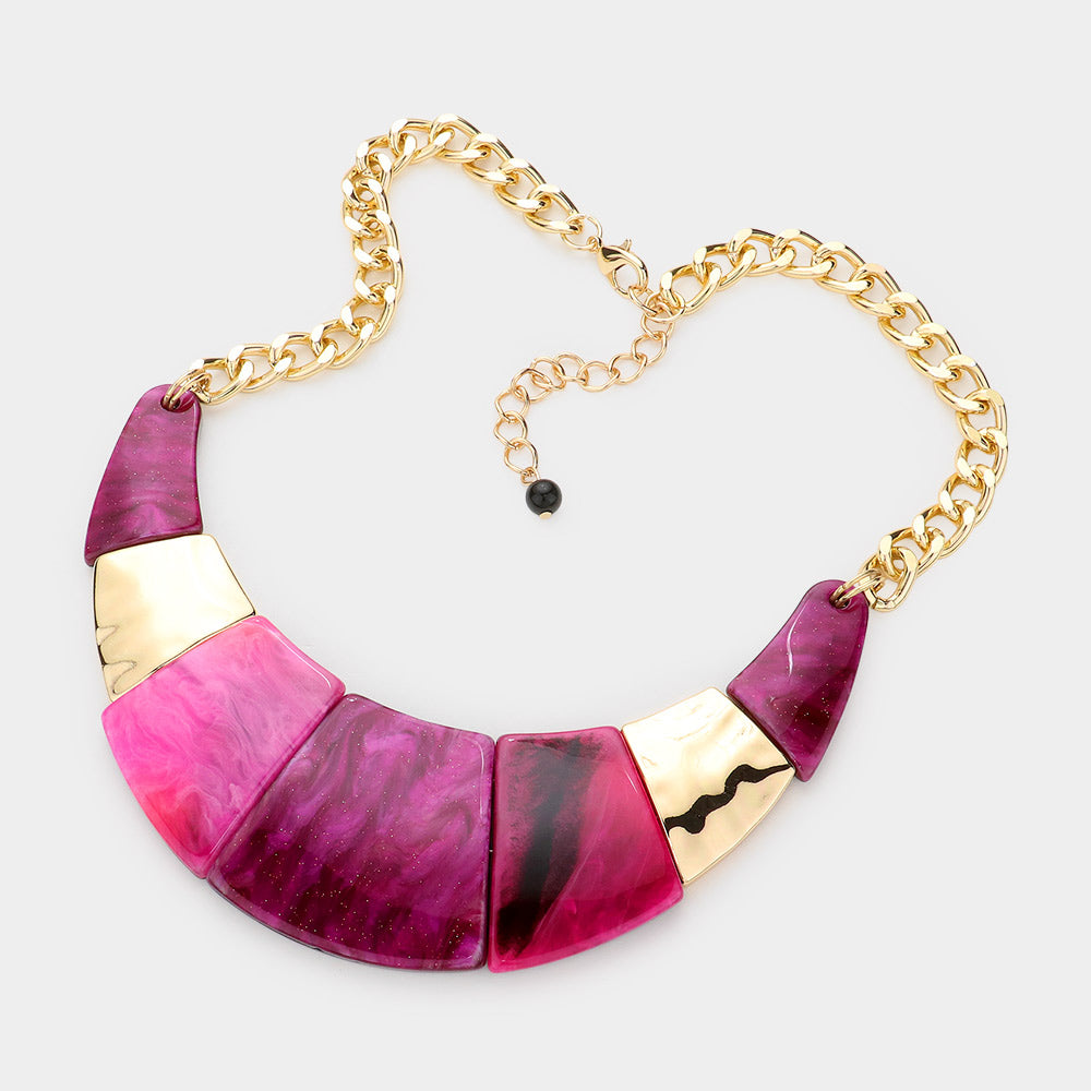 MARBLE RESIN BIB NECKLACE SET