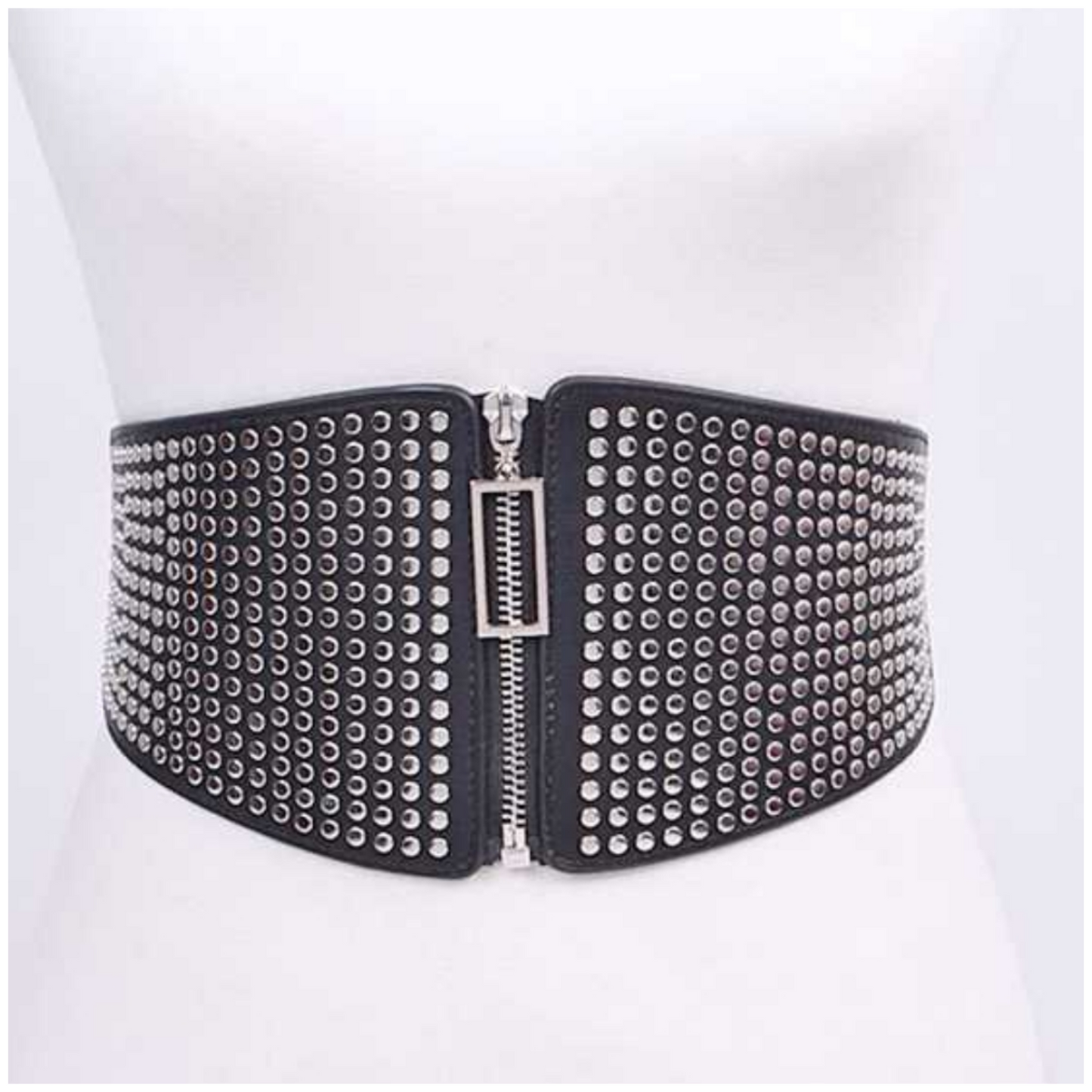 STUDDED ZIP STRETCH BELT
