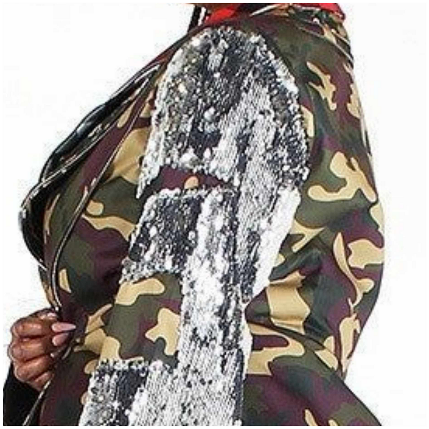 UNIQUE SEQUINS CAMOUFLAGE JACKET