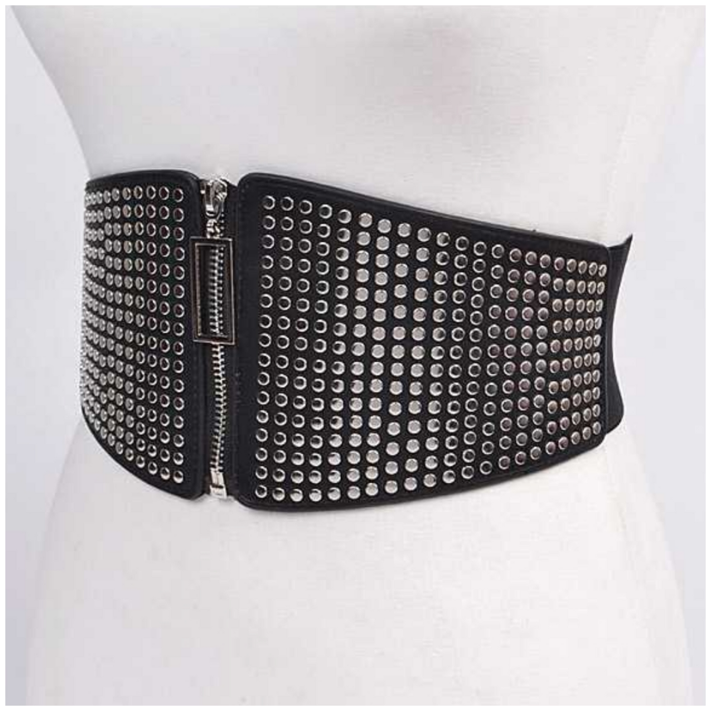 STUDDED ZIP STRETCH BELT