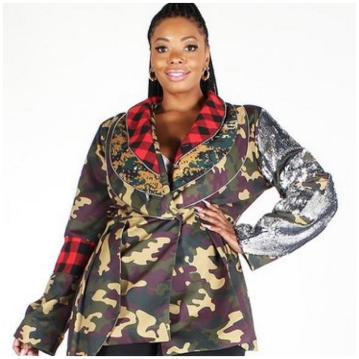 UNIQUE SEQUINS CAMOUFLAGE JACKET