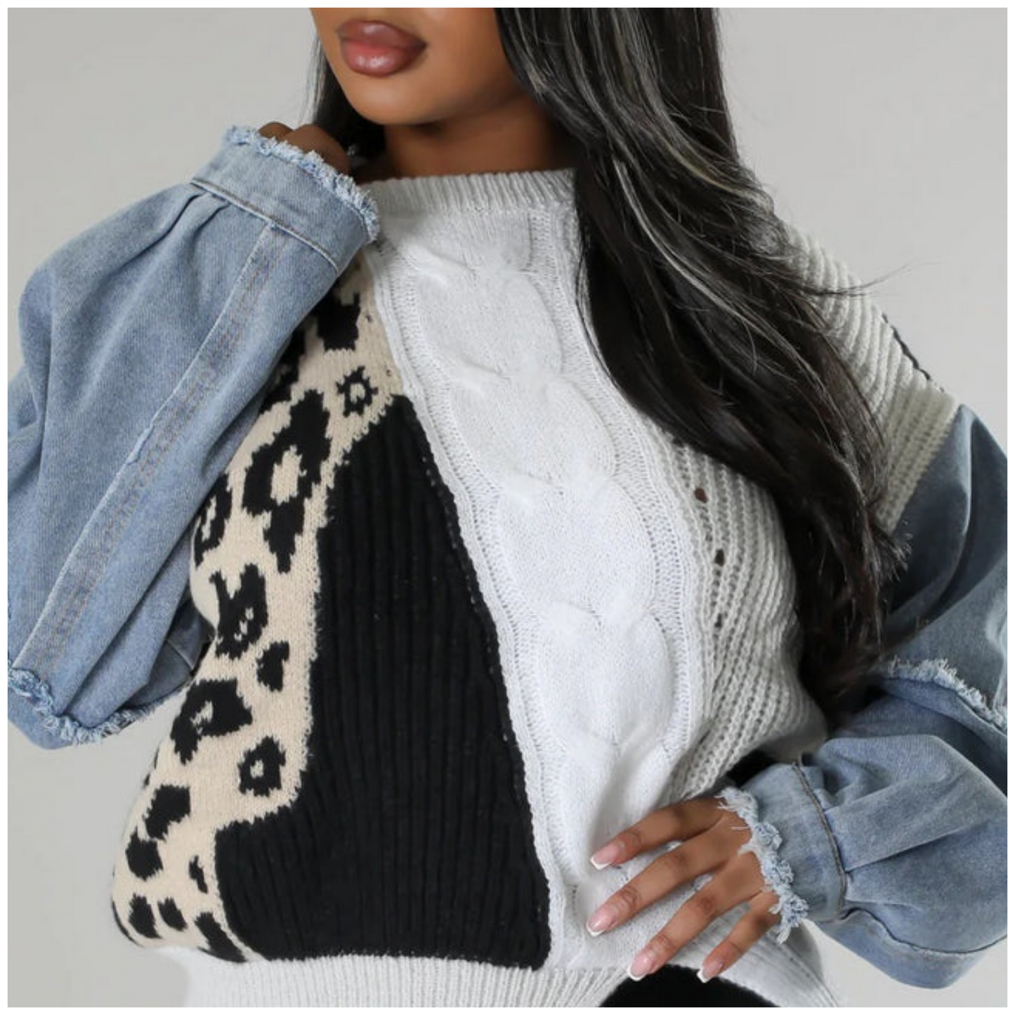 UNBOTHERED DENIM SWEATER