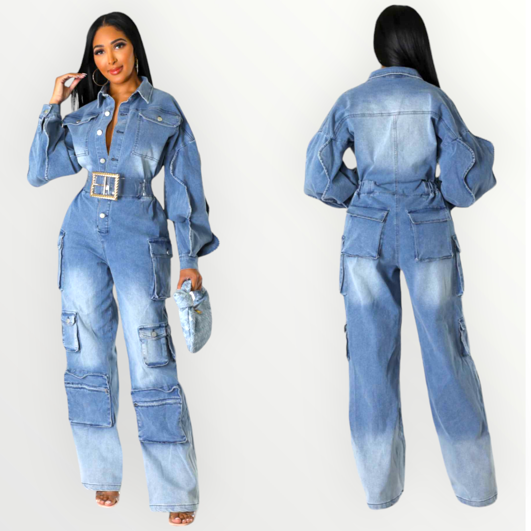 CARGO DENIM JUMPSUIT