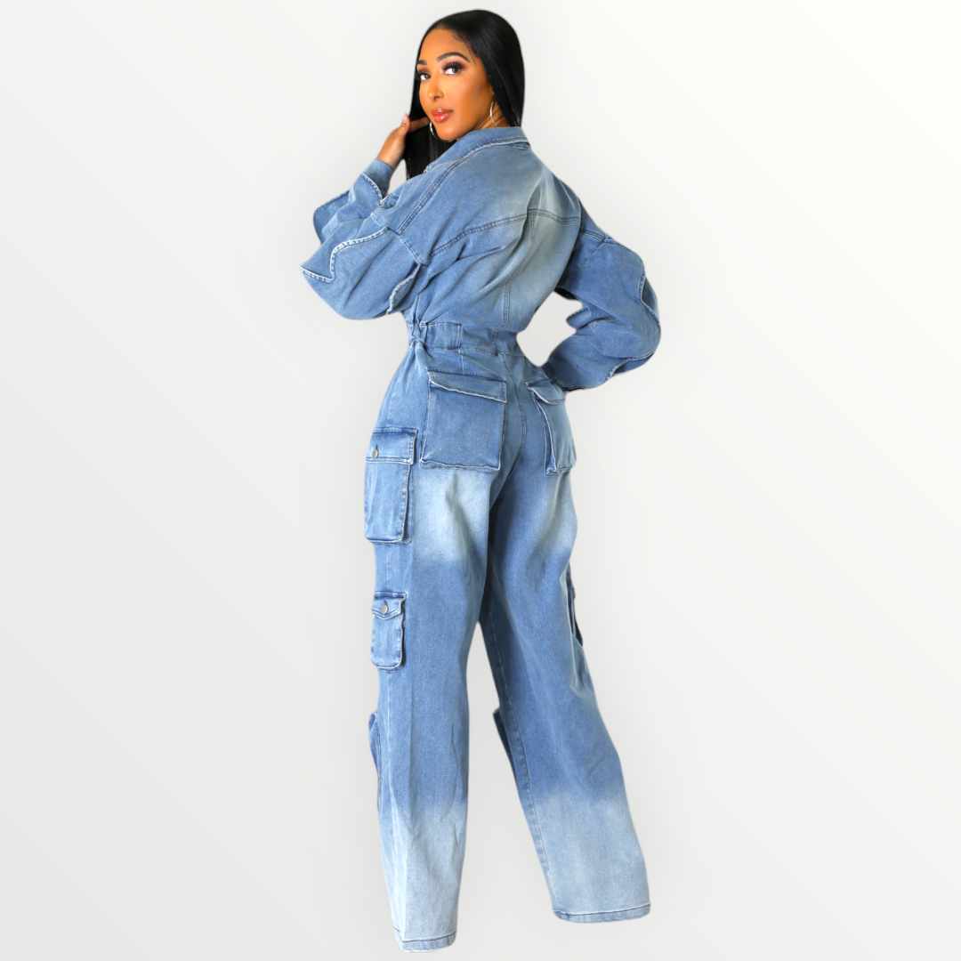 CARGO DENIM JUMPSUIT