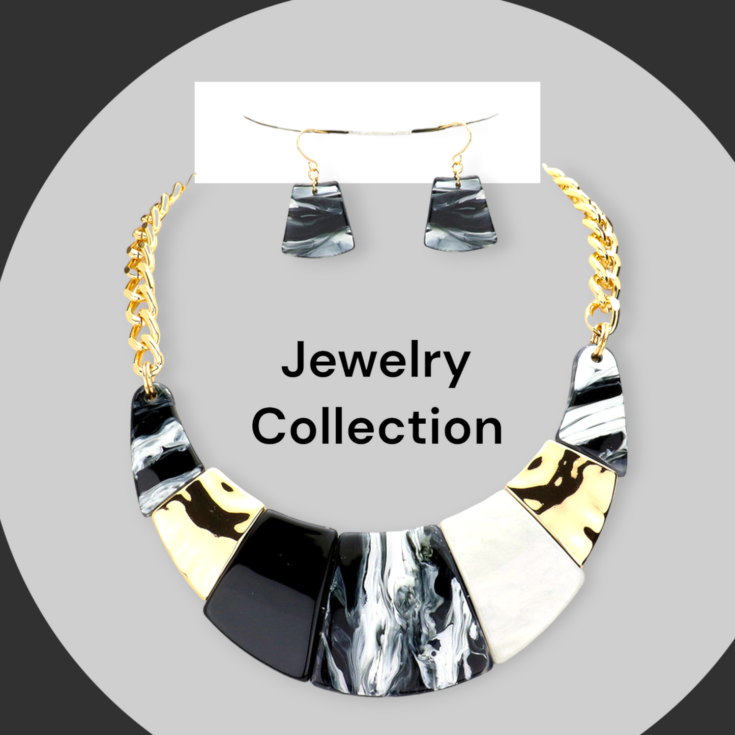 MARBLE RESIN BIB NECKLACE SET