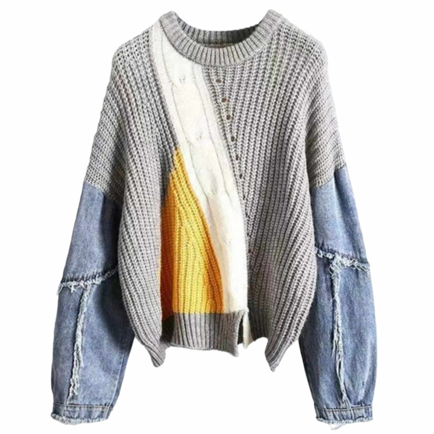 DENIM SLEEVE SWEATER