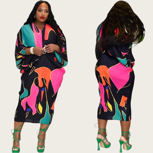 MULTICOLOR ABSTRACT DRESS
